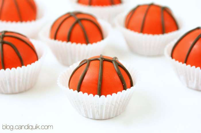 Basketball Cake Balls - perfect for March Madness or any basketball event! @candiquik