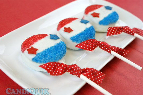 Patriotic Oreo Lollipops