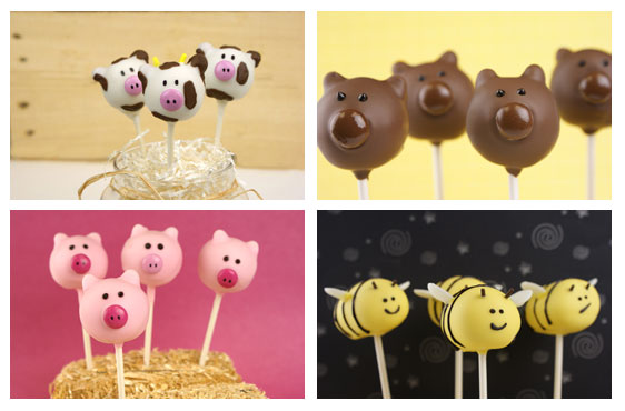 Animal Cake Pops {Cows, Pigs, Bears, and Bumble Bees}