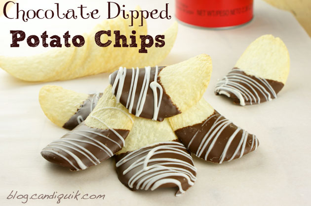 Easy Chocolate Dipped Potato Chips - salty, sweet & addicting! @candiquik
