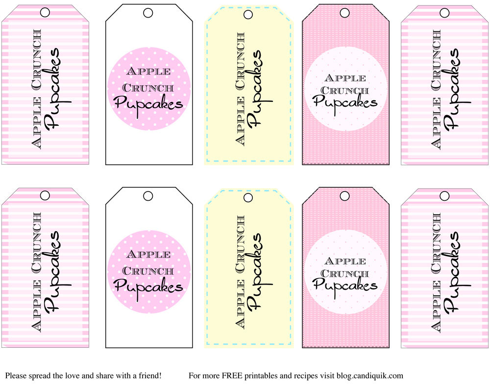 Apple Crunch Pupcakes - printable tags | @candiquik